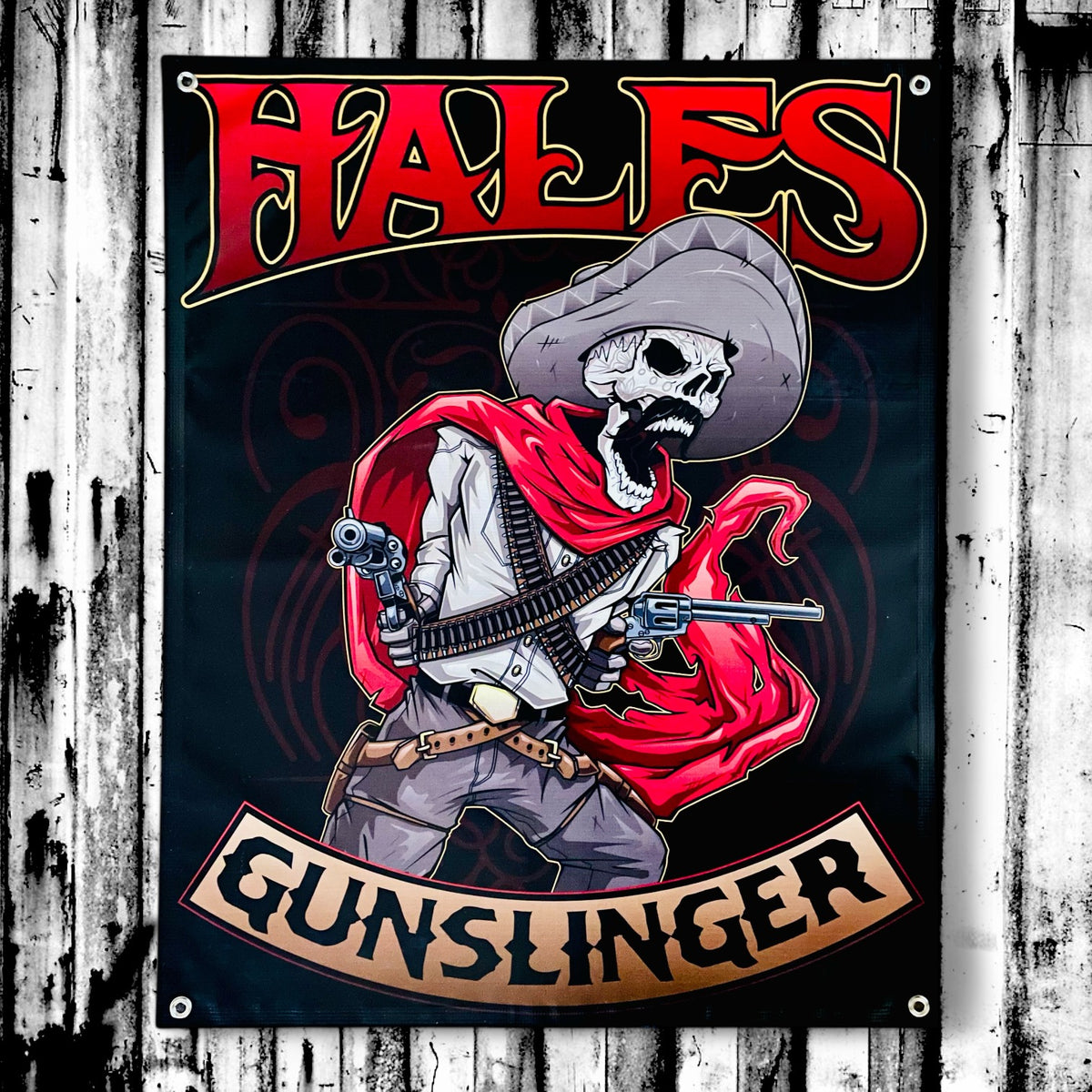 Gunslinger Vinyl Garage Banner - 36" X 29"