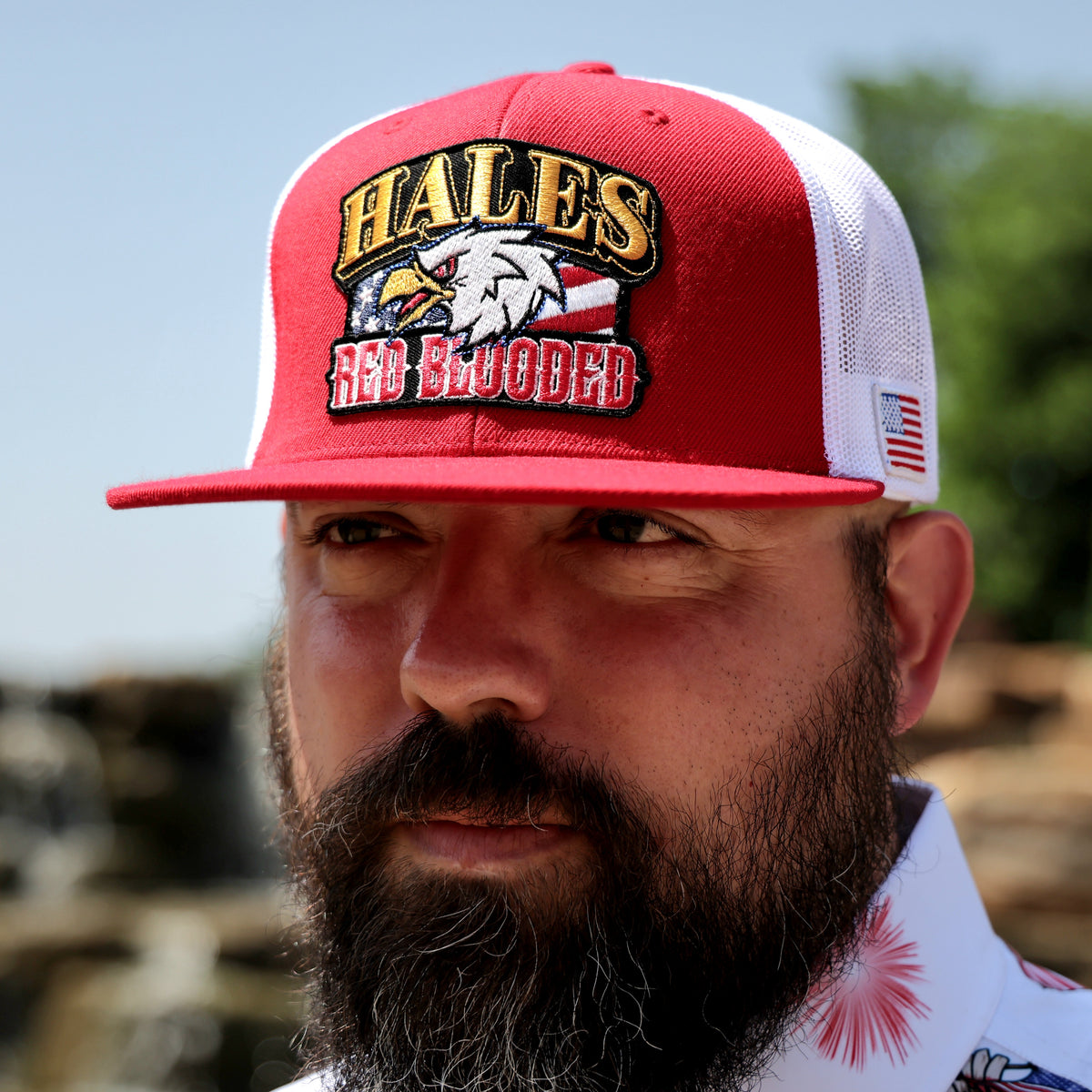 Red Blooded Flat Bill Trucker