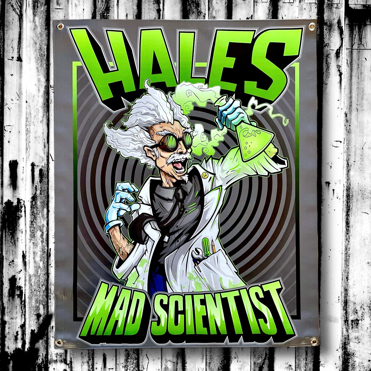 Mad Scientist Vinyl Garage Banner - 36" X 29"