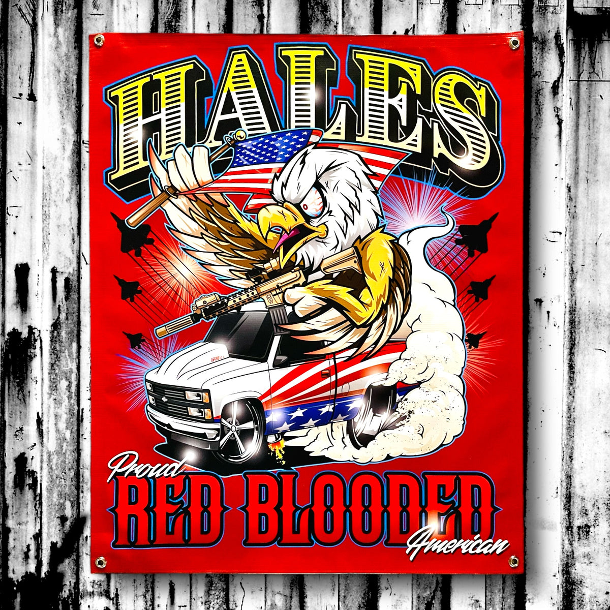 Red Blooded Vinyl Garage Banner - 36" X 29"